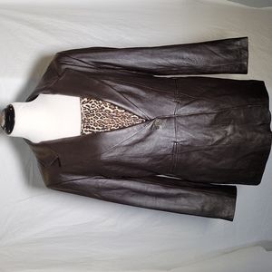 DENIM & CO.  Unisex/Men's Leather Brown Blazer/Jacket Sz M